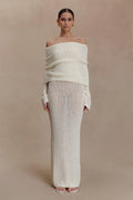 Marisol Off Shoulder Boucle Maxi Dress - Ivory
