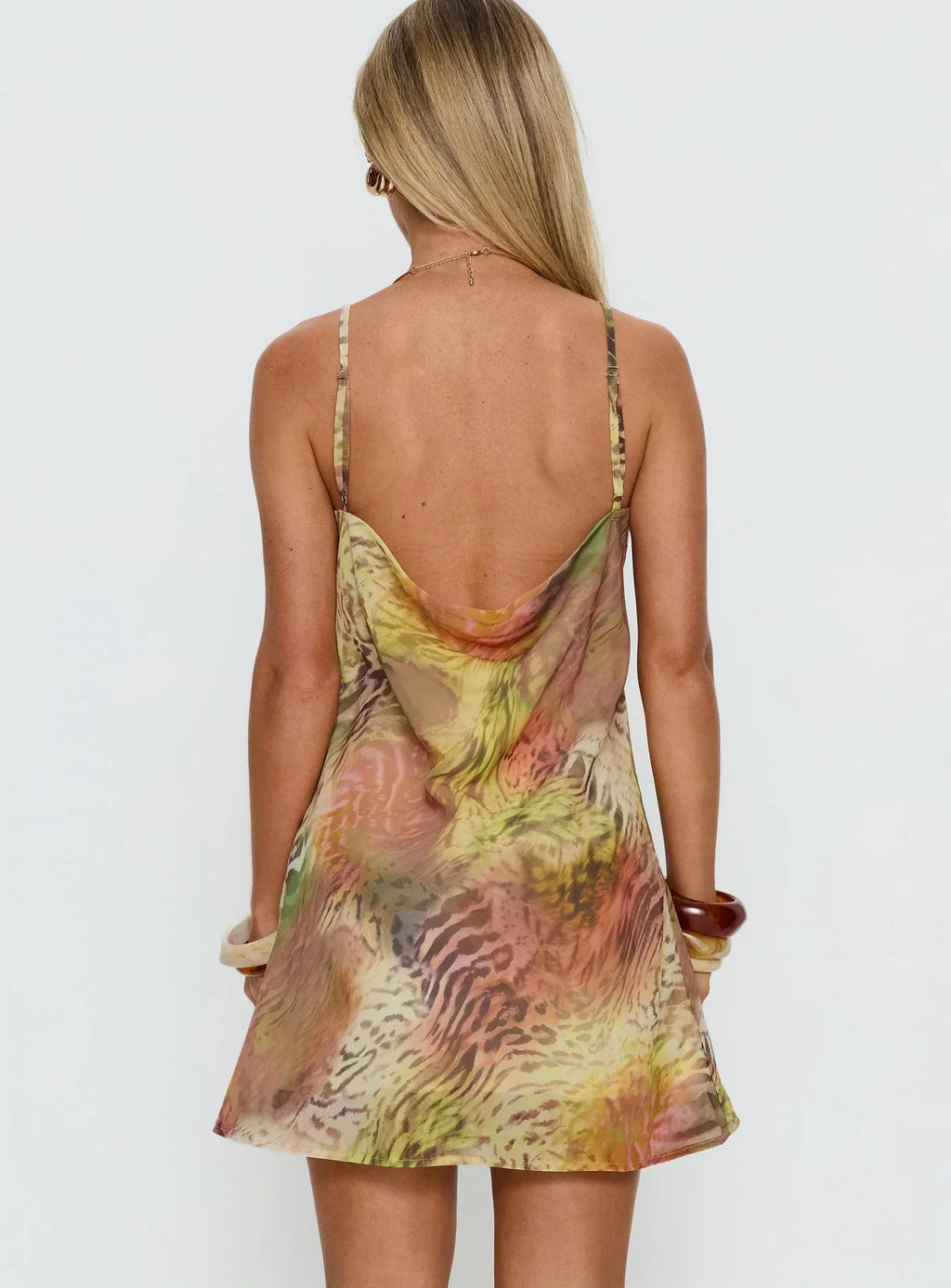 Miguela Cowl Neck Mini Dress Leopard Multi