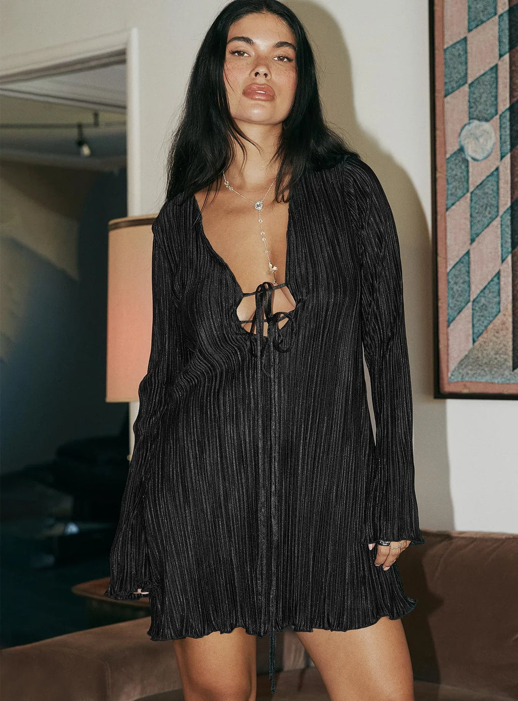Malop Long Sleeve Mini Dress Black