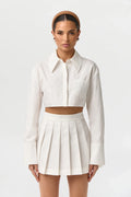 Shirting Button Up Crop Top