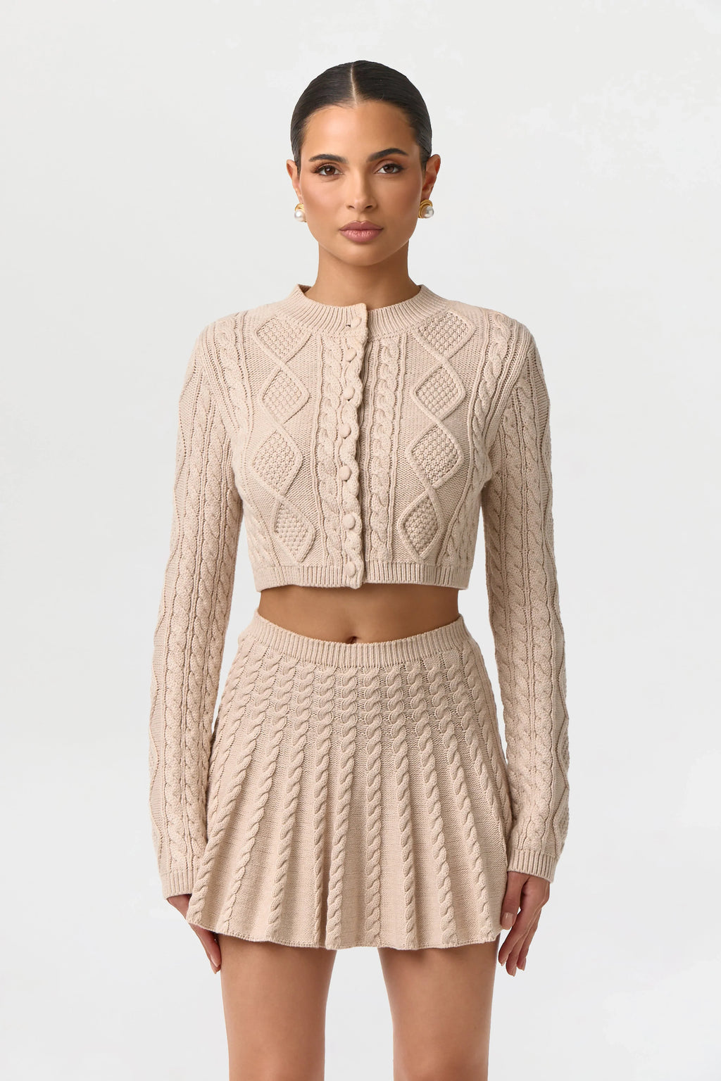Cable Knit Cropped Cardigan