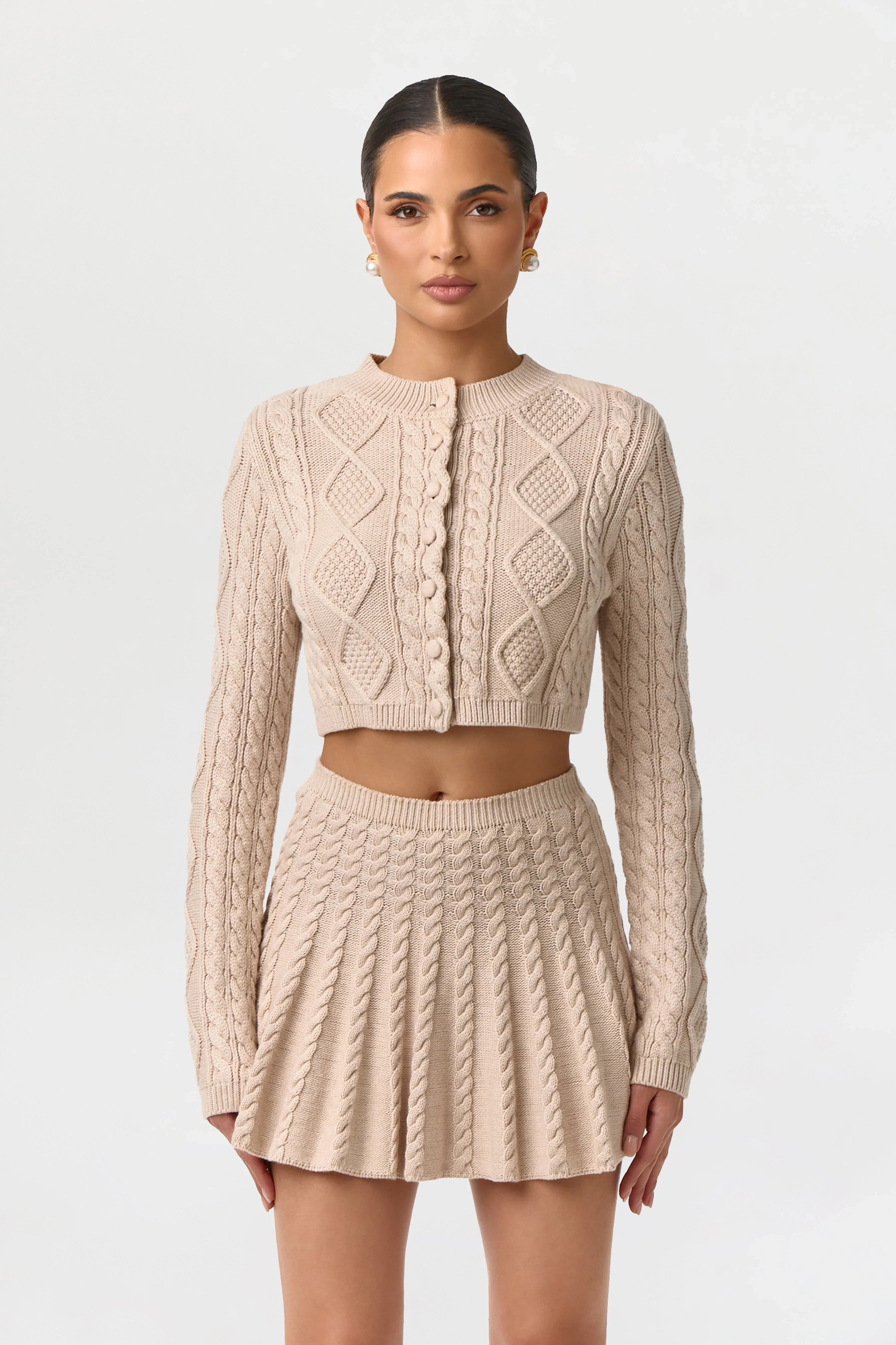 Cable Knit Cropped Cardigan