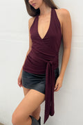 Stretch Jersey Wrap Top