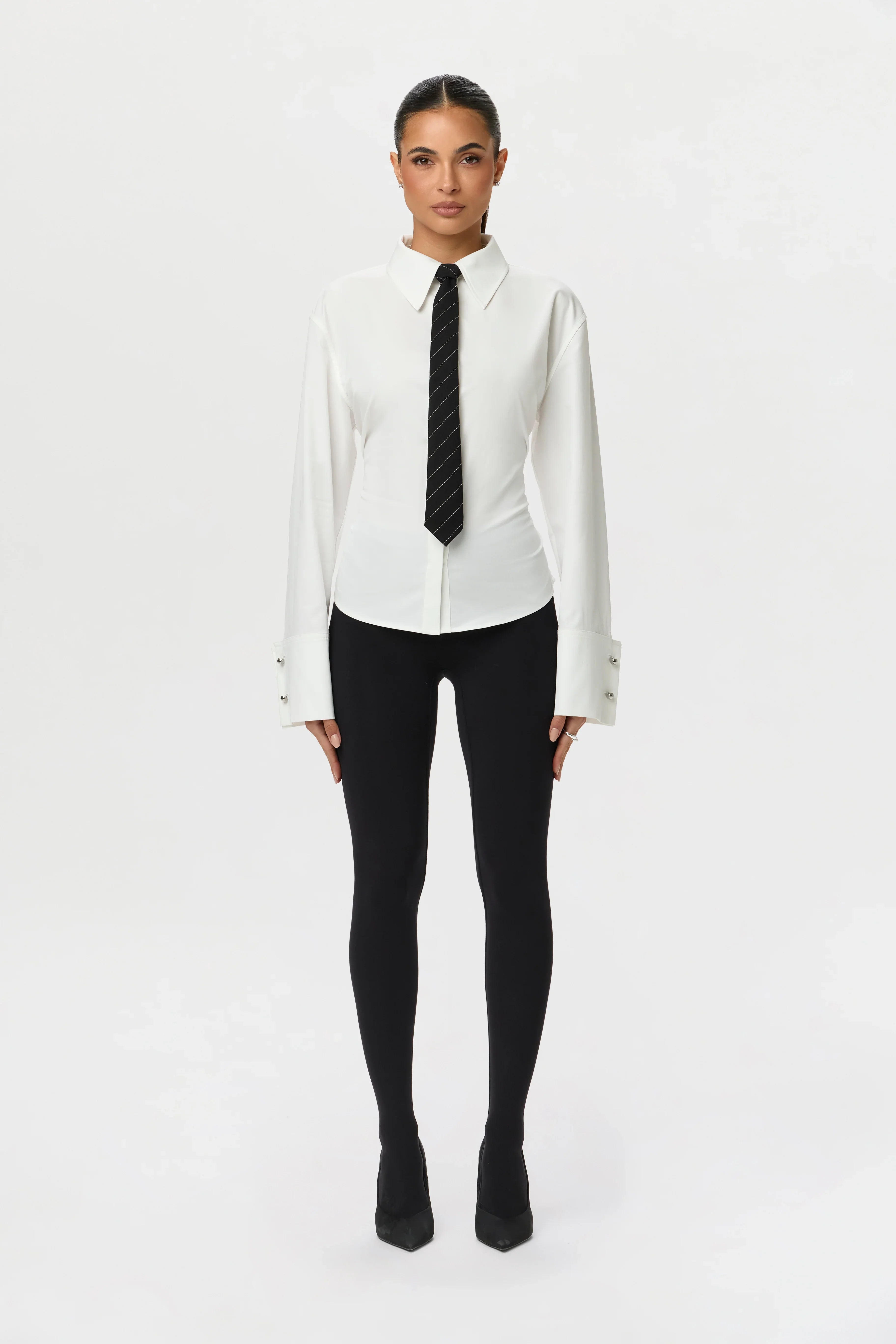 Shirting Contour Button Up Top