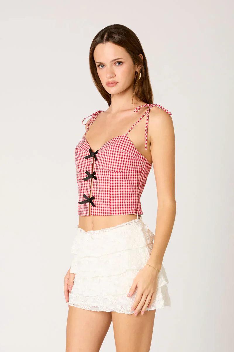 Gingham Bow Front Top