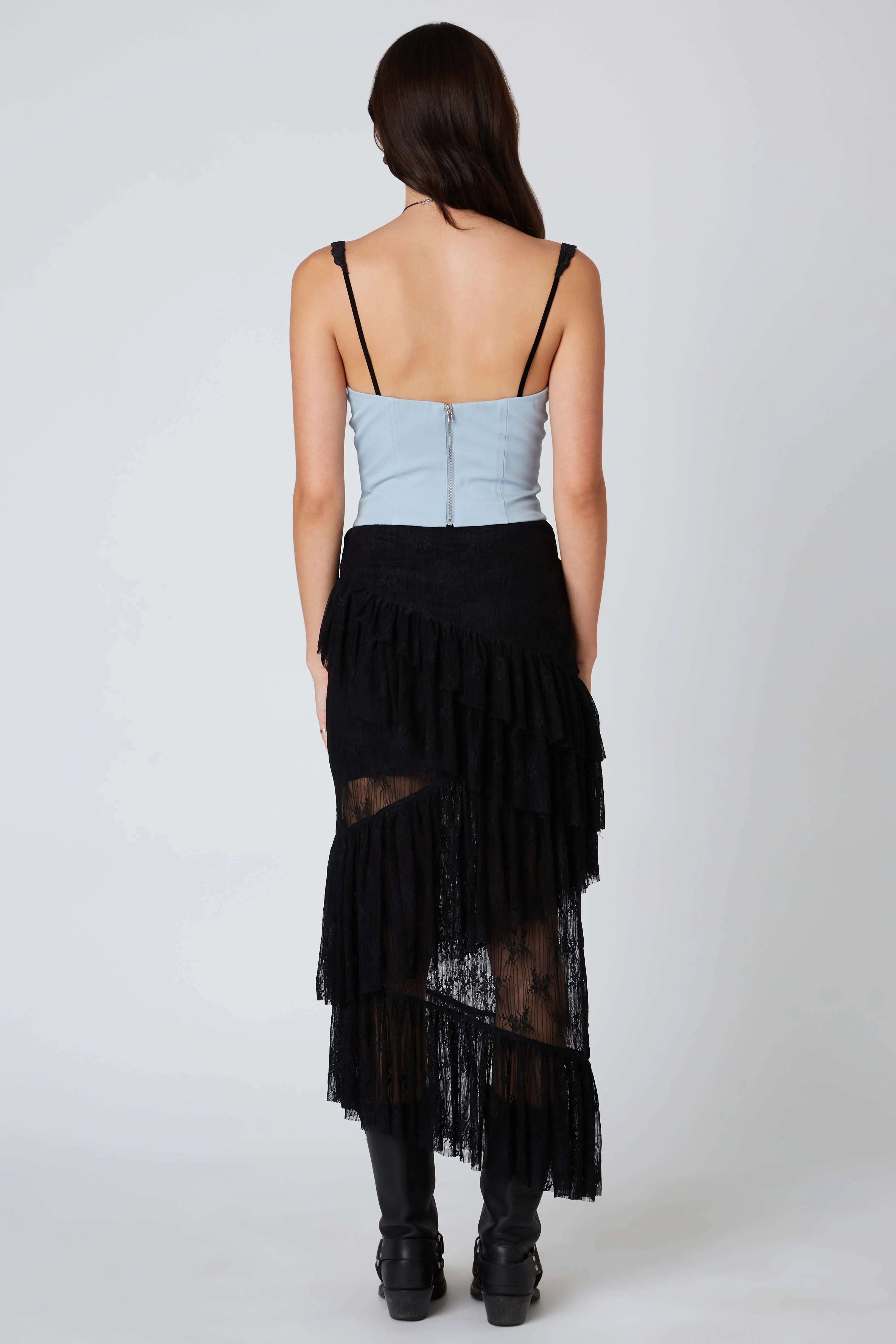 Lace Midi Tiered Skirt