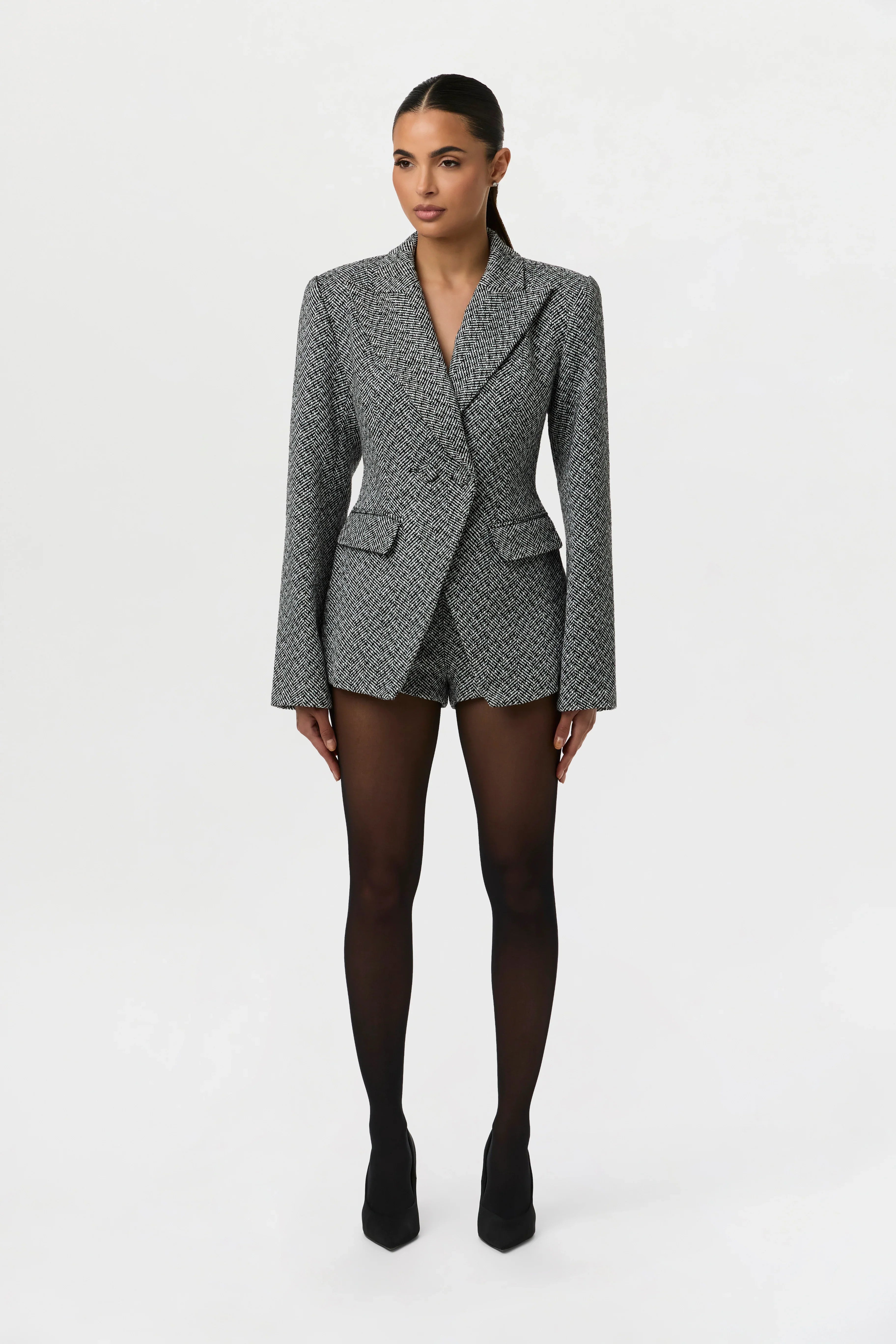 Chevron Suited Hot Pants
