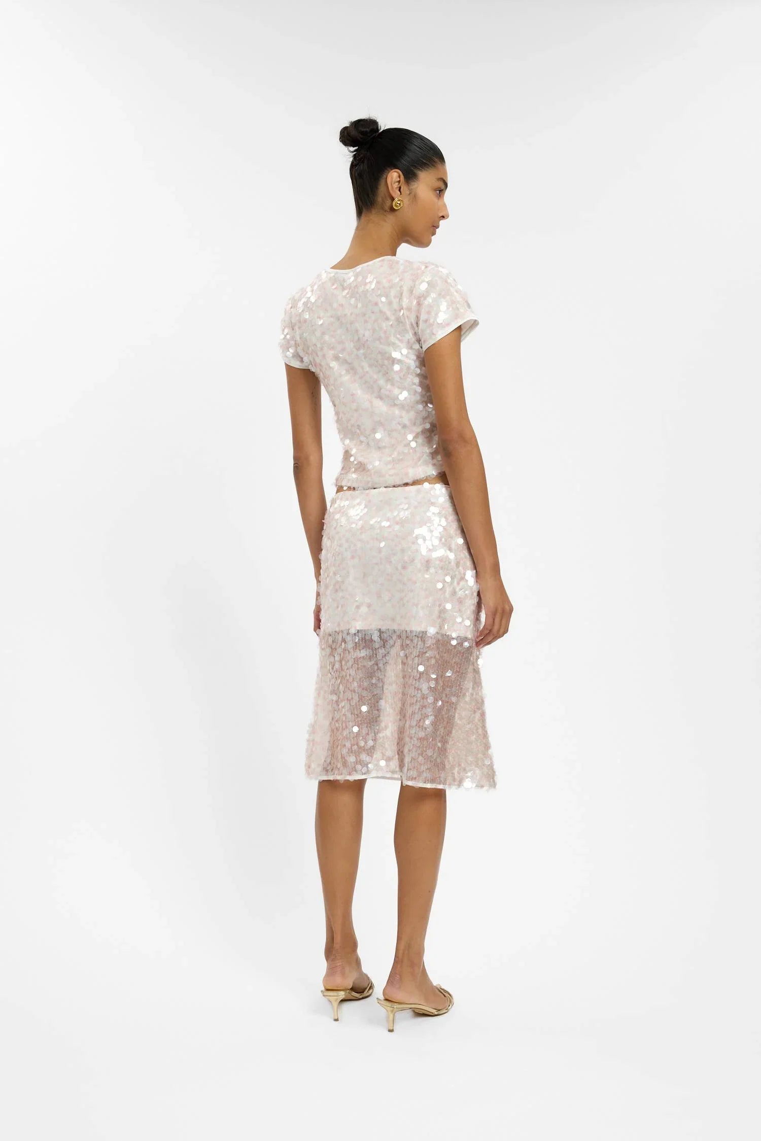 Midi Skirt | Pink Sequin