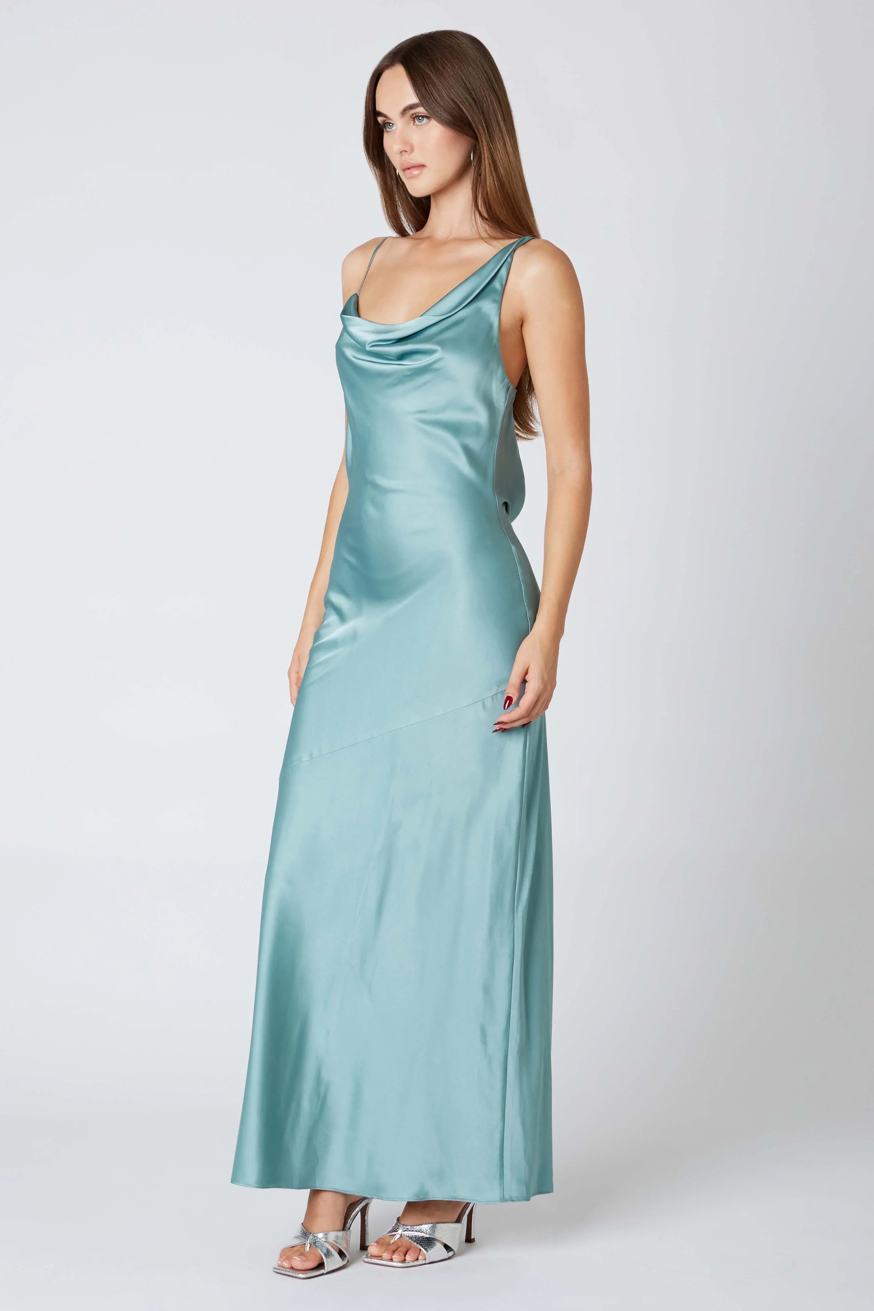 Cowlback Satin Maxi Dress