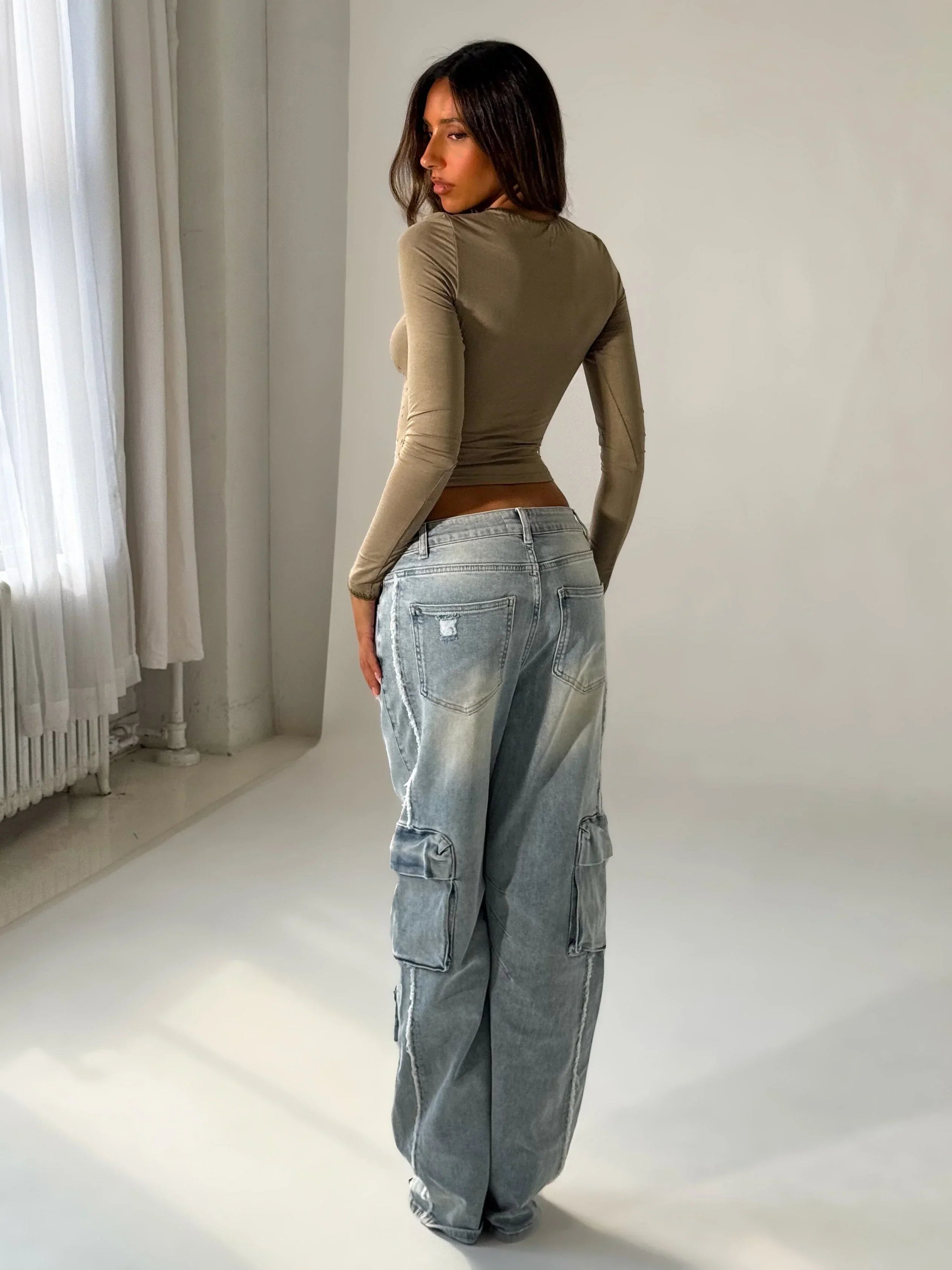 ZINNIA LONG SLEEVE TOP KHAKI