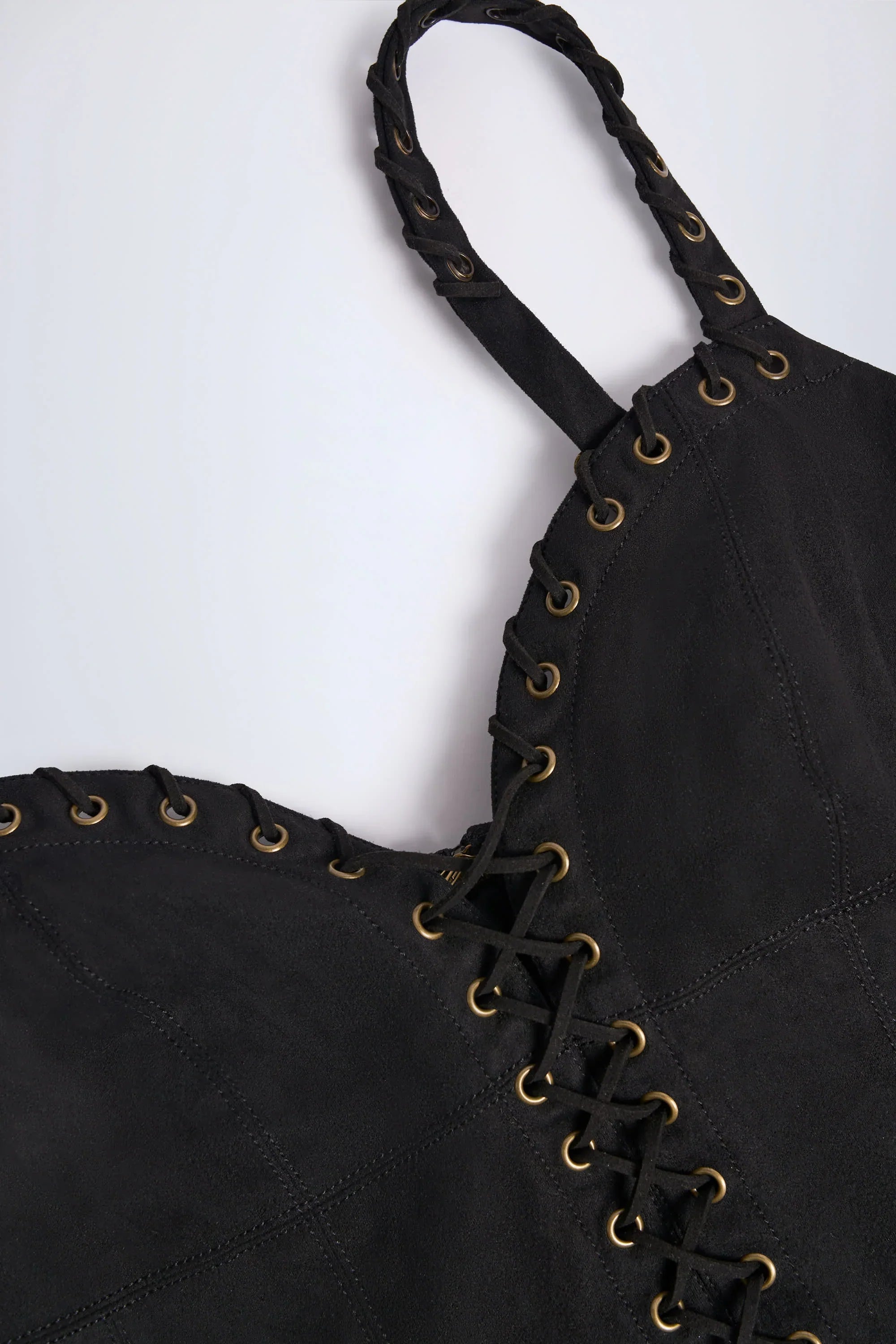 Lace-Up Top in Black