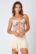 Floral Lace Up Corset Top