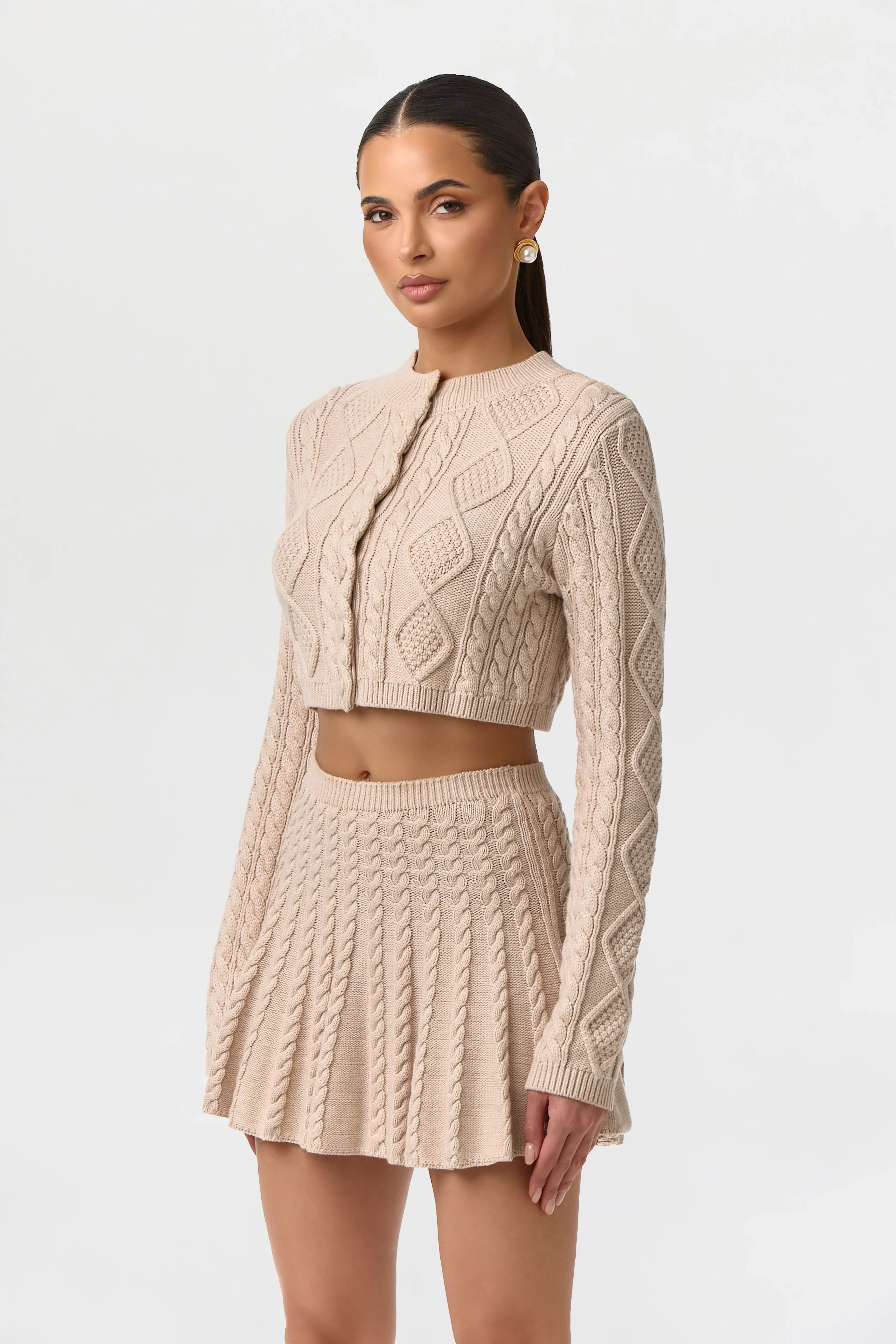 Cable Knit Cropped Cardigan