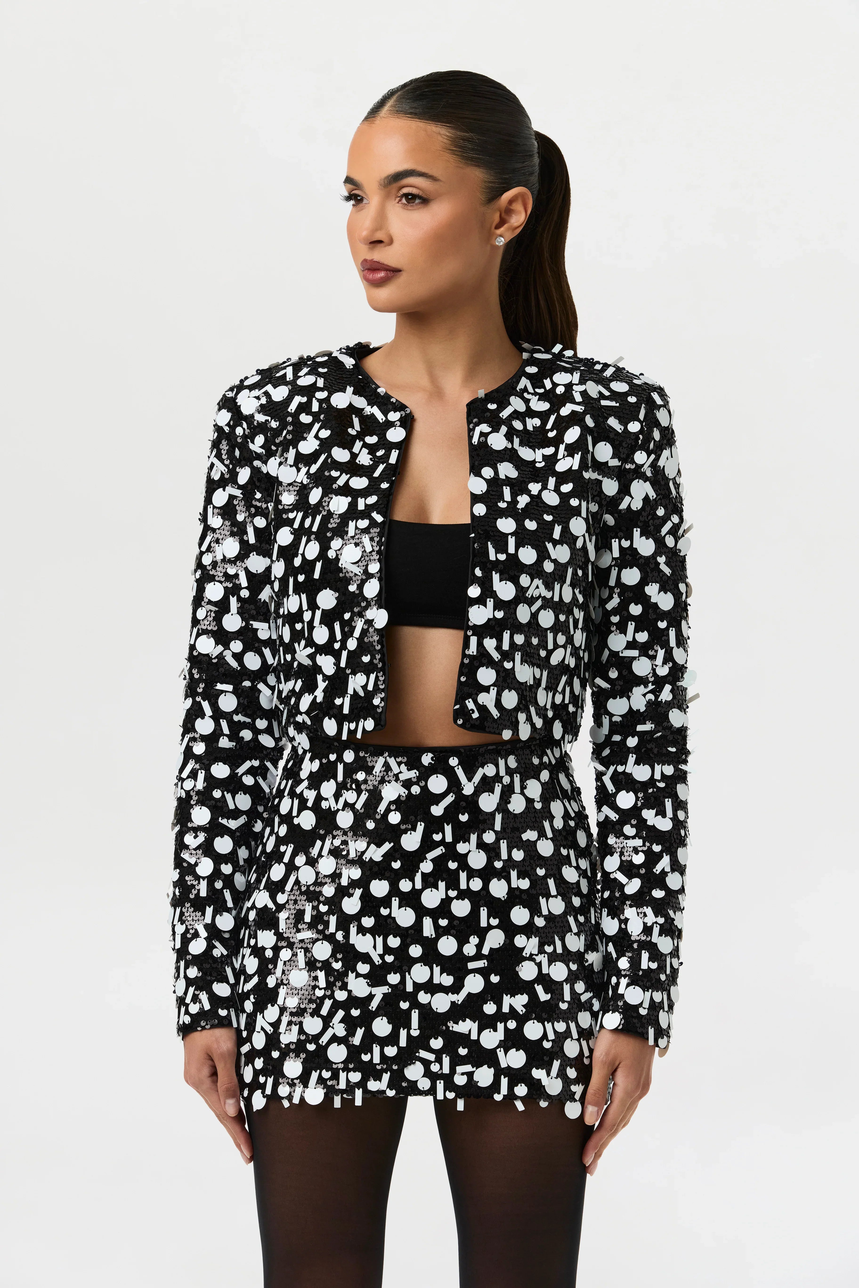 Geometric Sequin Mini Skirt