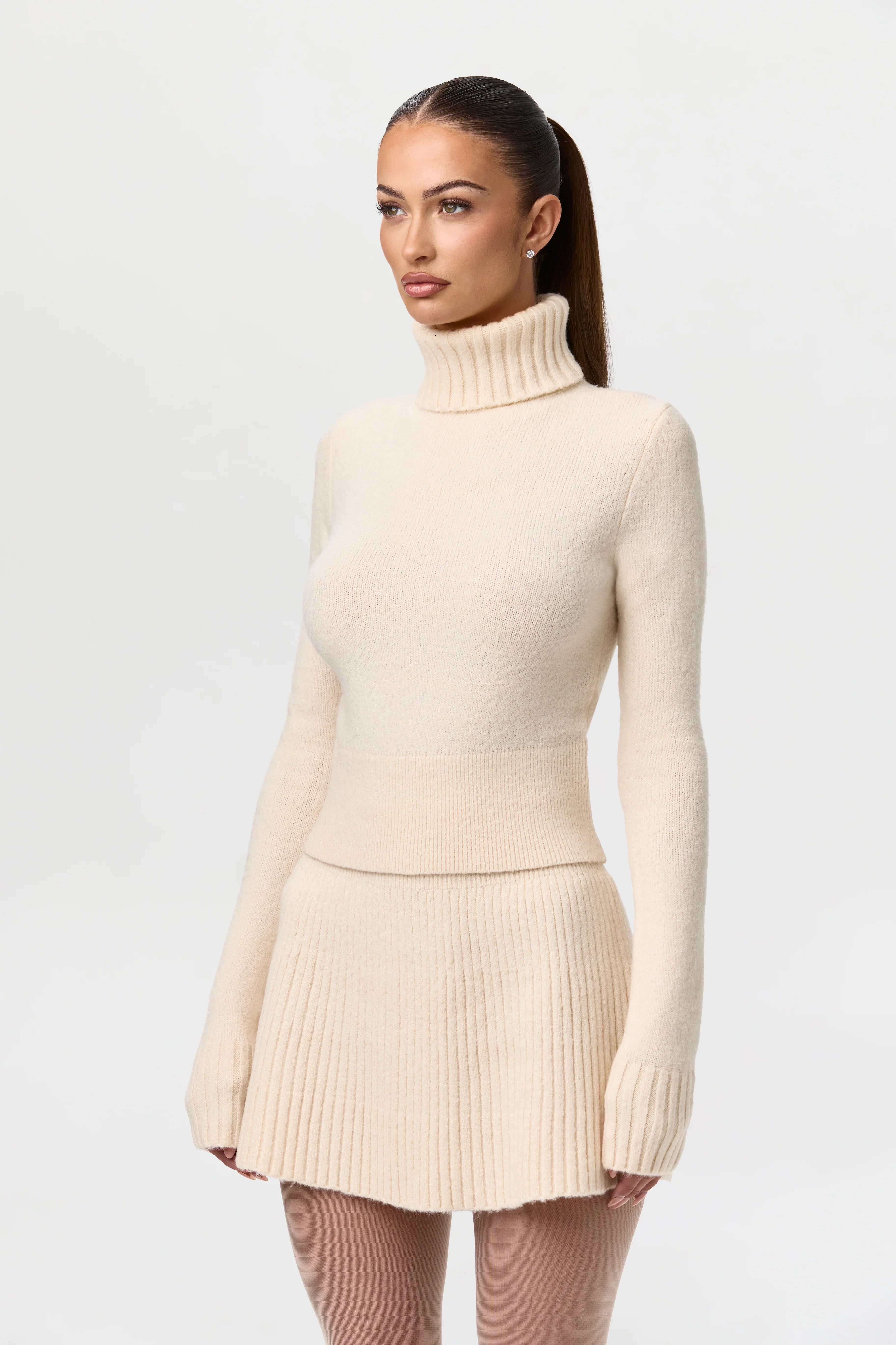 Knit Ribbed A-Line Mini Skirt