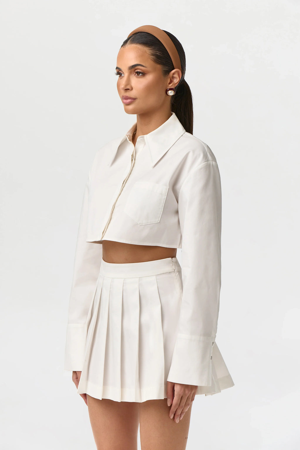 Shirting Button Up Crop Top
