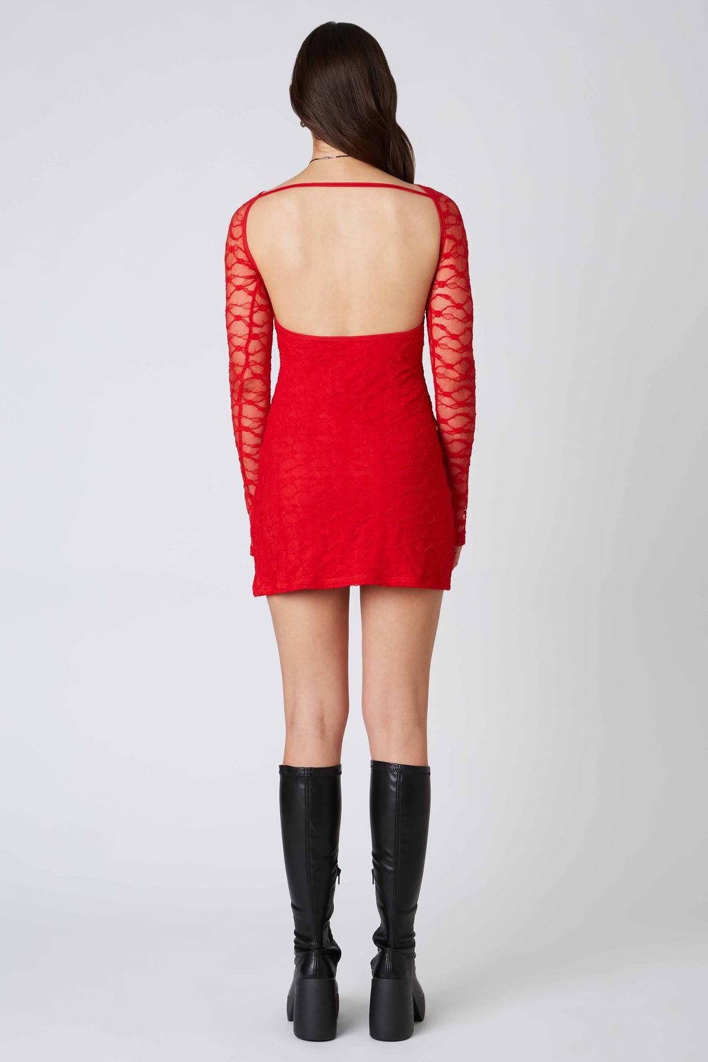 Lace Long Sleeve Mini Dress