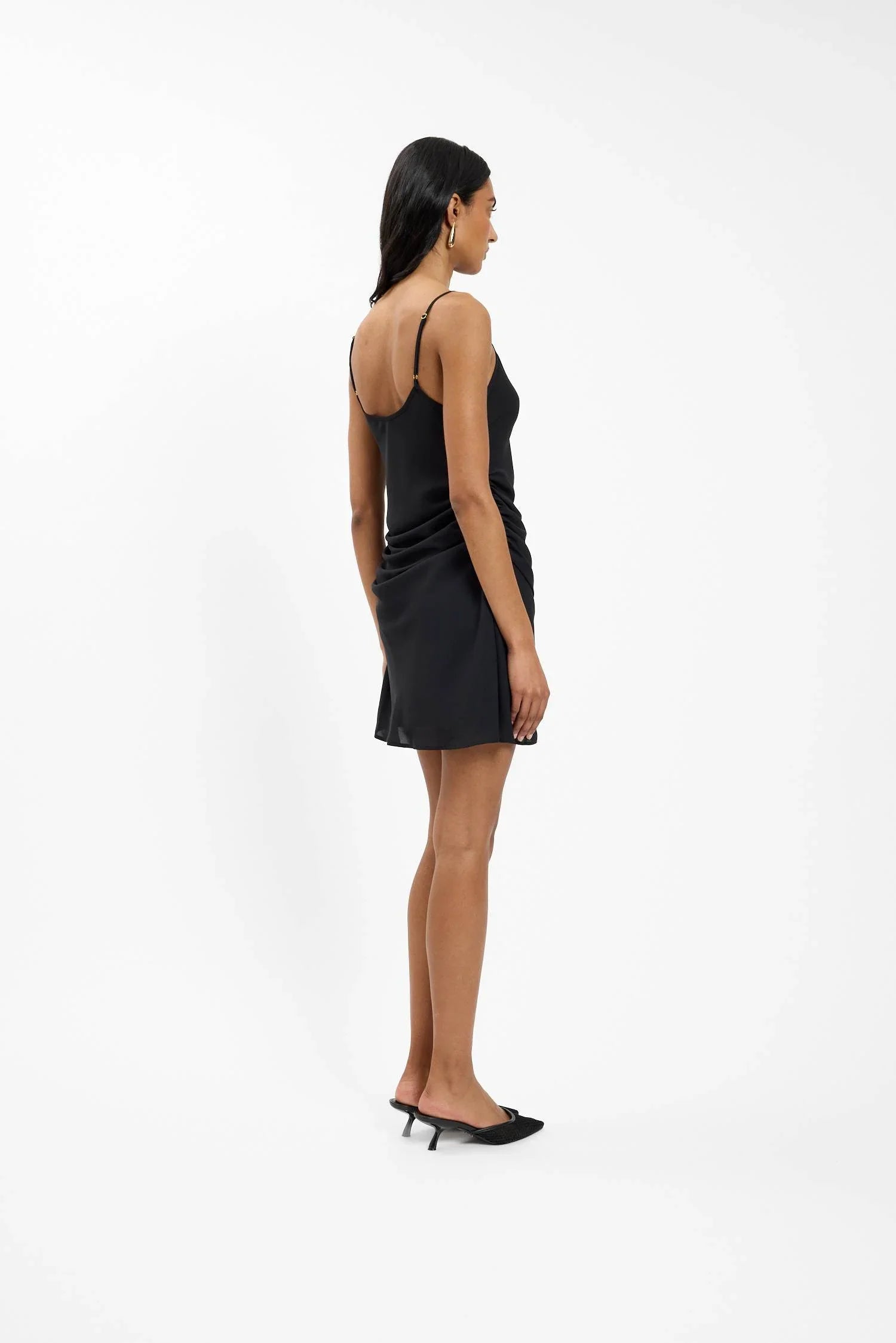 Georgette Draped Mini Dress | Black