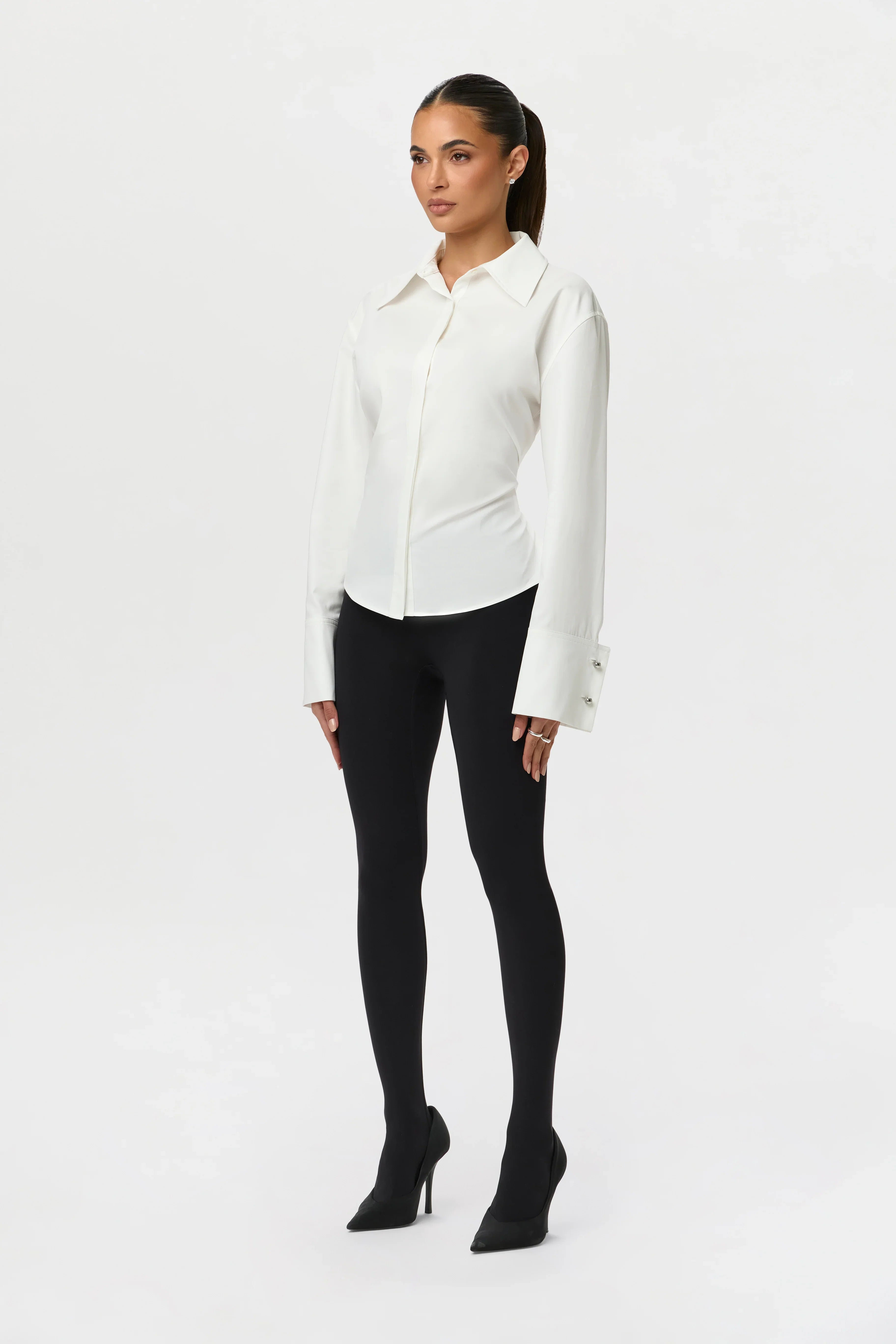 Shirting Contour Button Up Top