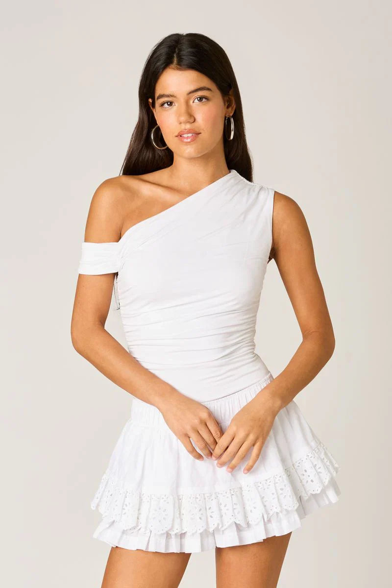 Eyelet Ruffle Mini Skirt
