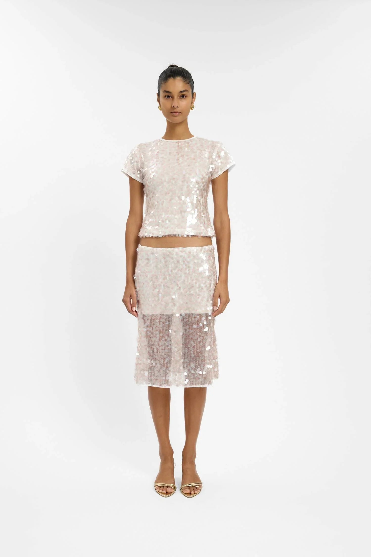 Midi Skirt | Pink Sequin