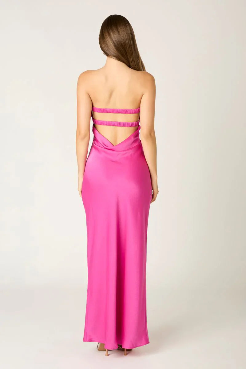 Strapless Satin Maxi Dress