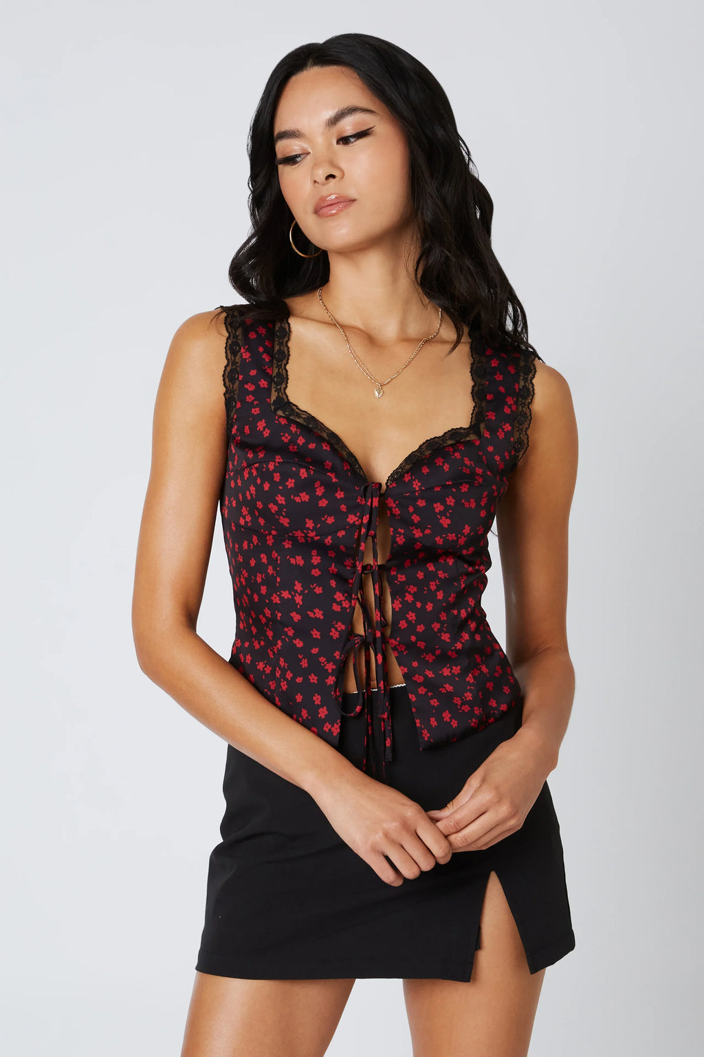 Satin Tie-Front Corset
