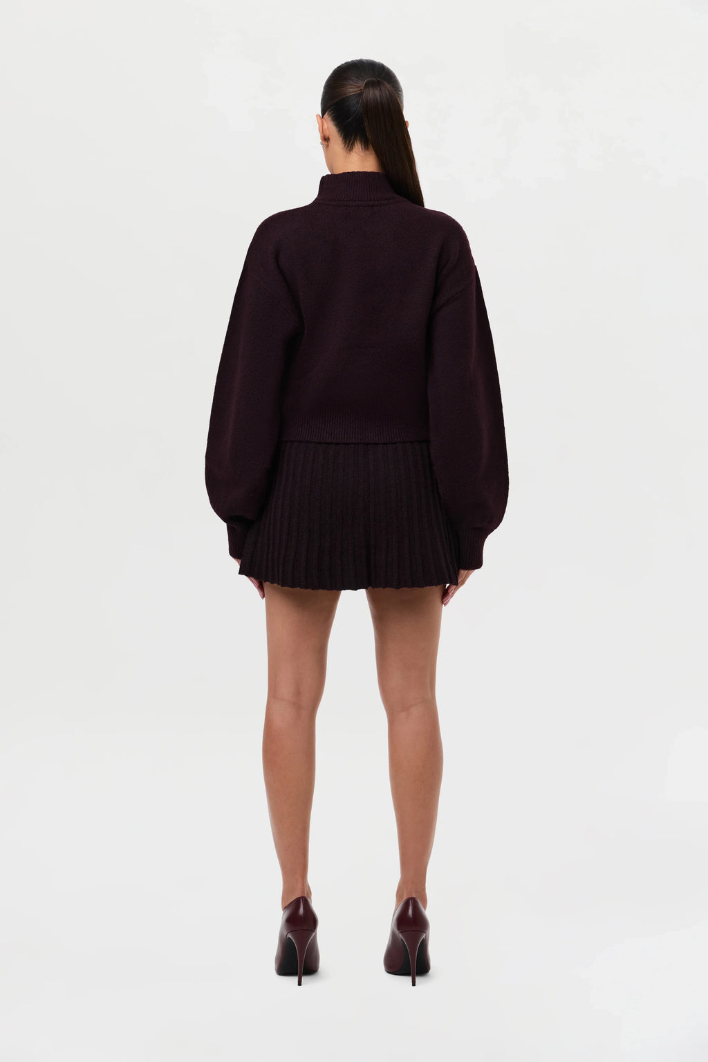 Pleated Knit Sweater Mini Skirt