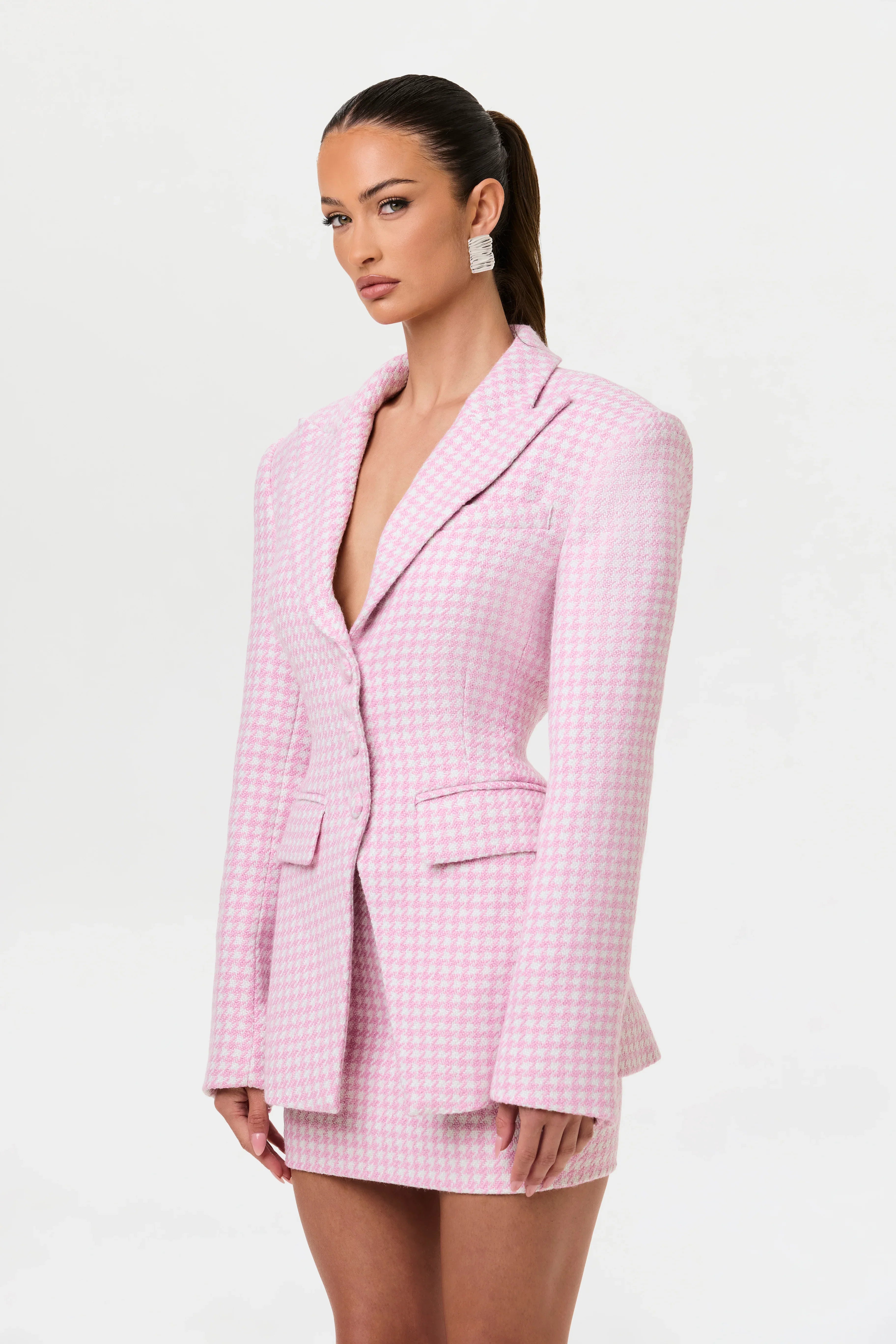 Tweed Houndstooth Mini Skirt