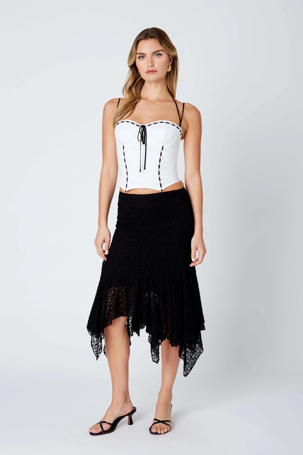 Lace Ruffle Midi Skirt