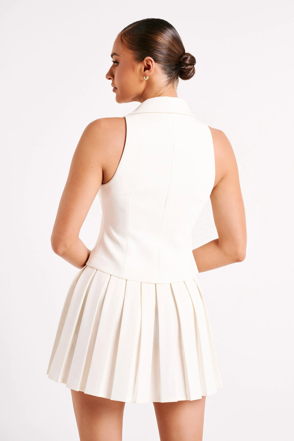 Mura Pleated Mini Skirt - Ivory