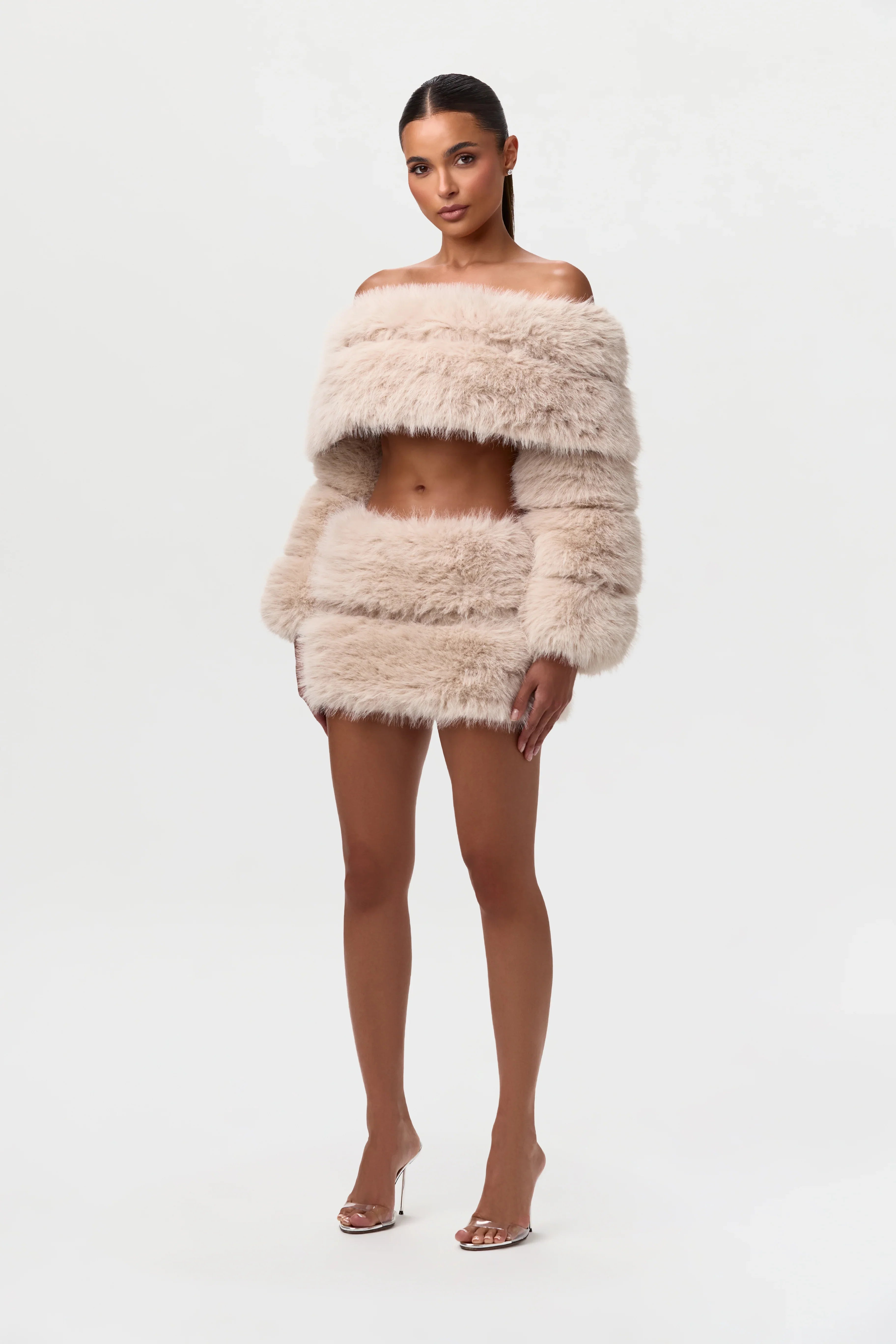 Faux Fur Off-Shoulder Pelted Top
