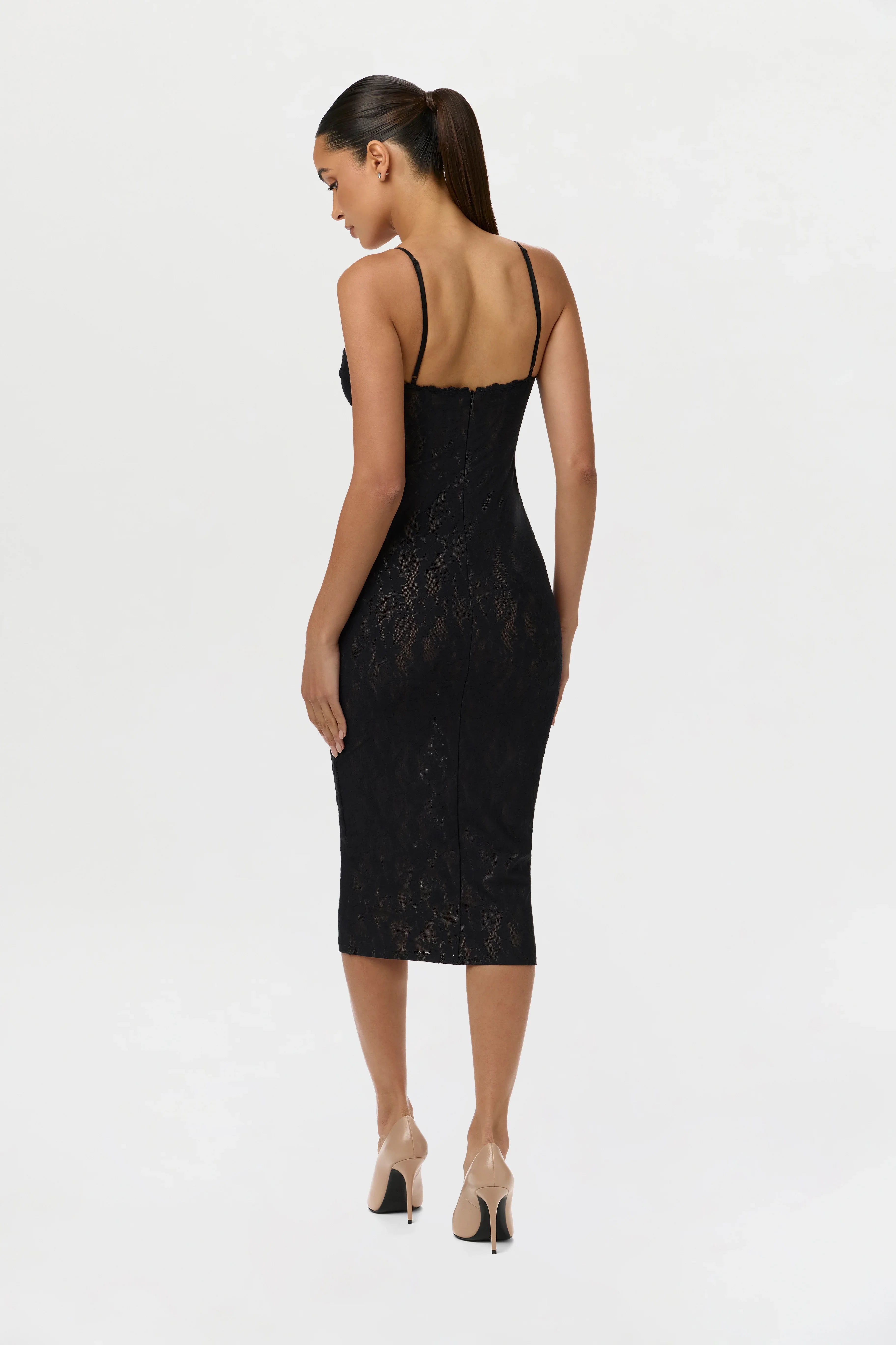 Stretch Lace Midi Dress